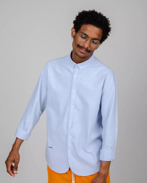 Men Oxford Regular Shirt Blue Long Sleeved Shirts Affordable