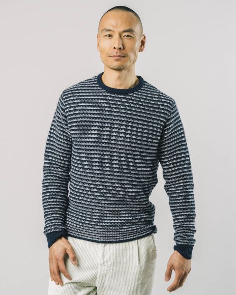 Affordable Knitwear Stripes Sweater Navy Men
