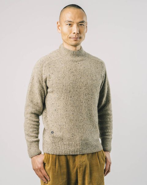 Men Knitwear Store Sweater Perkins Neck Ecru