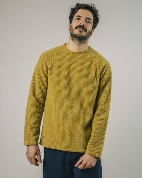 Comfortable Sweater Mustard Men Knitwear