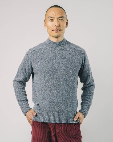 Knitwear Sweater Perkins Neck Stone Blue Men Functional