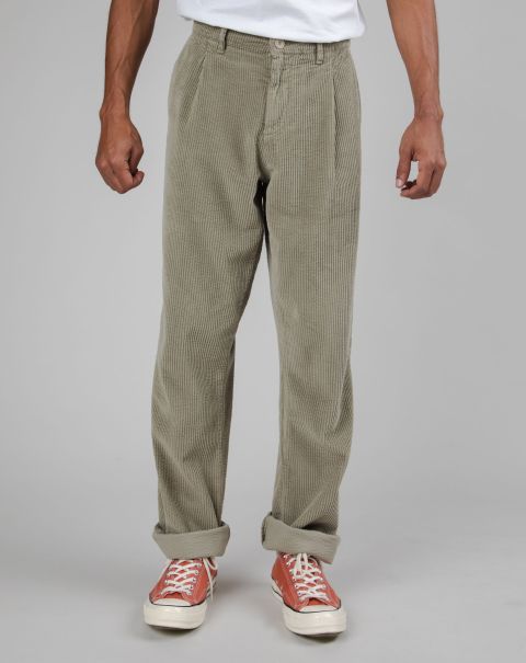 Corduroy Pleated Pants Pale Green Pants Men Premium
