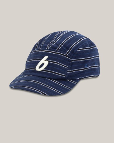 Cap Flannel Navy Stripes Hats & Scarves Men Compact