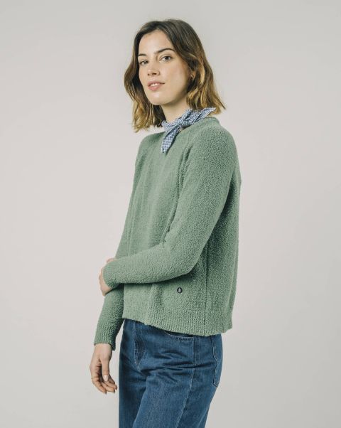 Knitwear Women Online Cropped Sweater Botanic Green