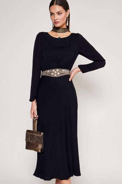 Antique Embellishment Black Dresses Cheap Elena - Embellished Dress Women
