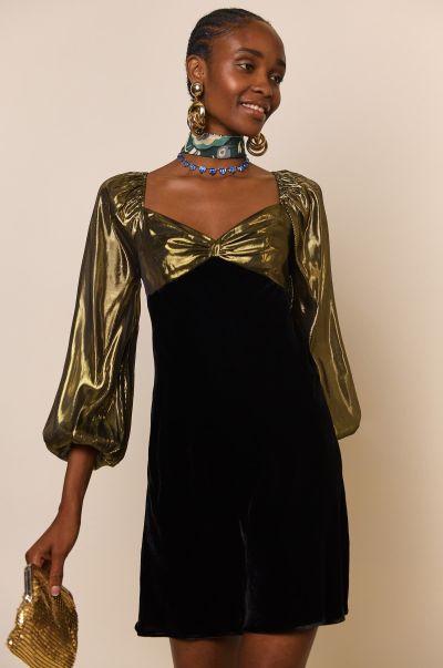 Clean Dresses Women Gold Paris - Silk-Velvet Dress