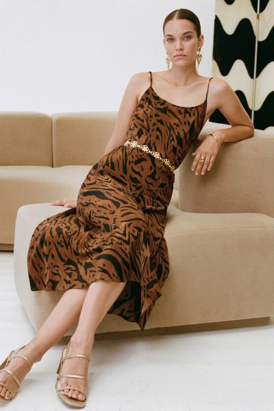Holly - Silk Slip Dress Women Cheap Tiger Stripe Dresses