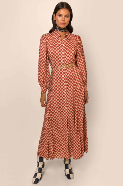 Chilli Checkerboard Dresses Women Convenient Maddison - Midi Shirtdress