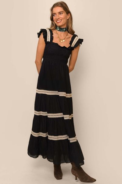 Aubrie - Tiered Midi Dress Manifest Women Black Dresses