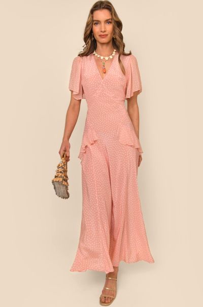 Dresses Women Spot Pink Evie - Silk V-Neck Dress Massive Discount