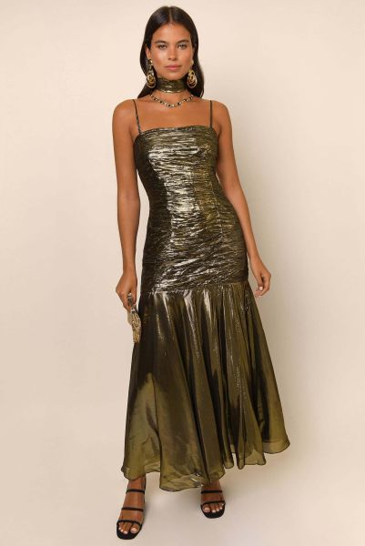 Dresses Now Claudette - Gold Bandeau Dress Women Gold