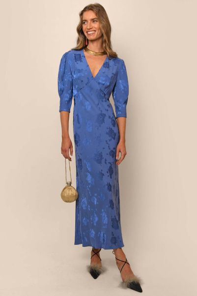 Women Zadie - Poppy-Pattern Dress Steel Blue Poppy Jacquard Savings Dresses