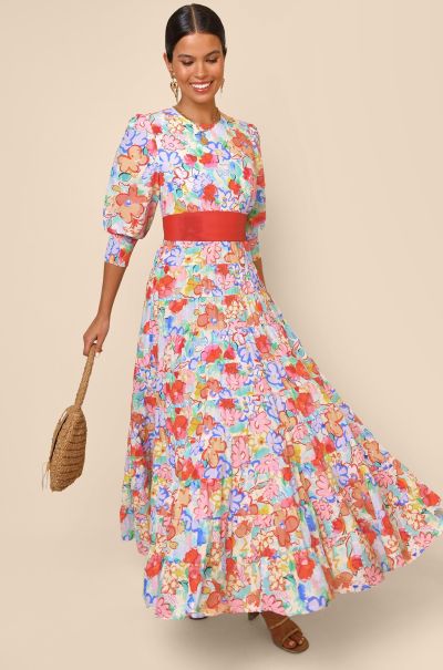 Kristen - Tiered Midi Dress Goan Floral Multi Dresses Best Women