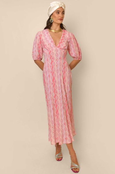 Women Heart Geo Lilac Dresses Steph - Backless Midi Dress Sale