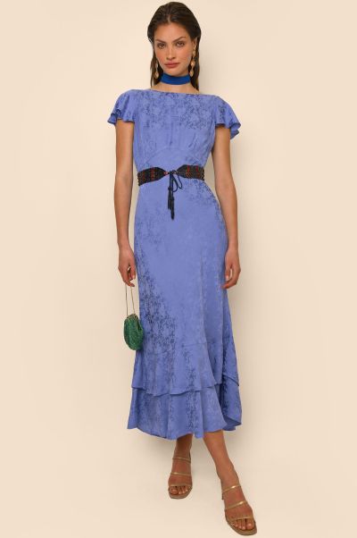 Dropped Dresses Liberty - Jacquard Midi Dress Women Lilac Jewel