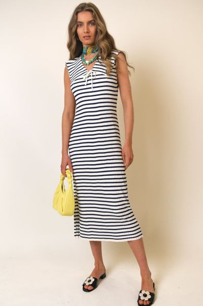 Antibes - Knit Midi Dress Eco-Friendly Dresses Mono Stripe Women