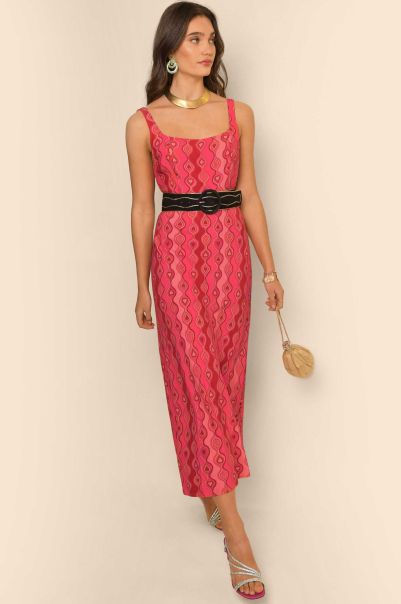 Benedict - Satin Midi Dress Dresses Women Reliable Heart Geo Pink