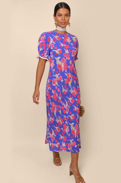 Plush Venice - Puff-Sleeve Dress Fontainhas Floral Iris Women Dresses