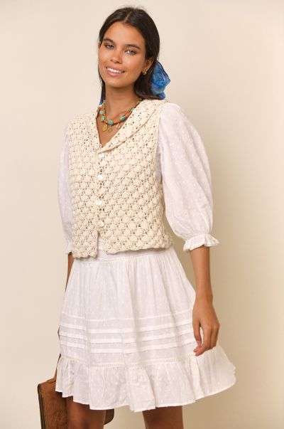 Functional Women Ivory Tops Monika - Crochet-Lace Top