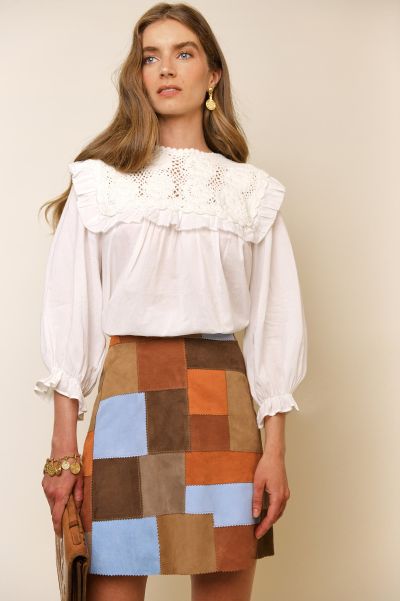 Skirts Amplify Corfu - Suede Mini Skirt Brown Patchwork Women