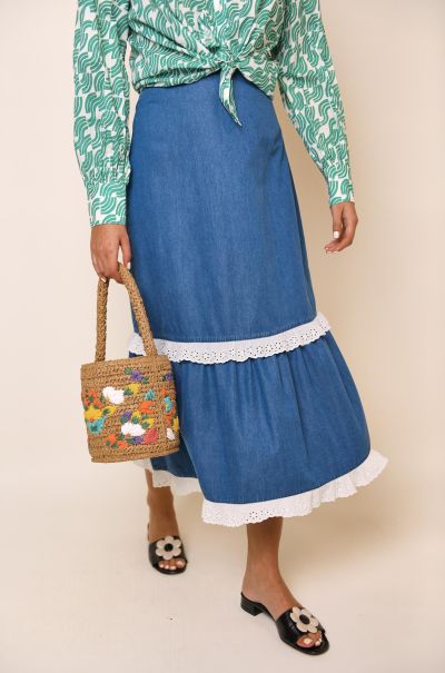 Elina - Denim Midi Skirt Indigo Wash Stylish Women Skirts