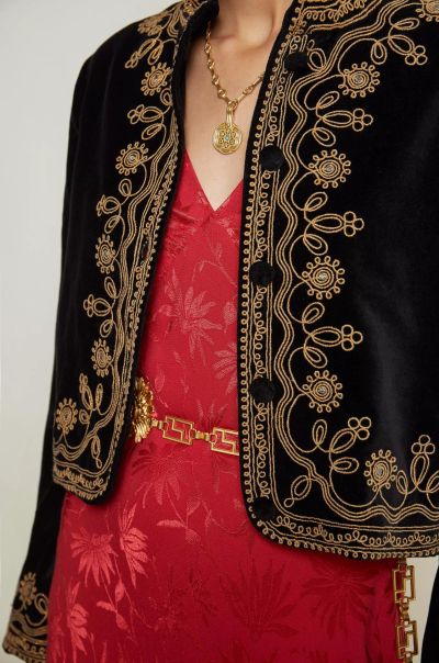 Soutache Embroidery Denver - Velvet Jacket Women Coats And Jackets Elegant