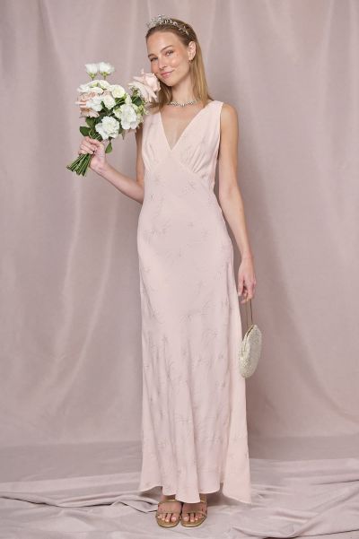 Women Well-Built Sandrine - V-Neck Midi Dress Bridesmaids Glitter Star Blush