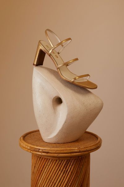 Women Pure Ciervo - Leather Sandals Shoes Gold