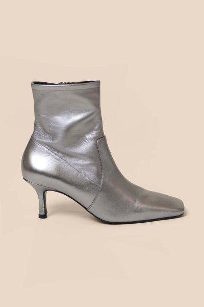 Contemporary Women Shoes Louis - Leather Ankle Boots Pewter