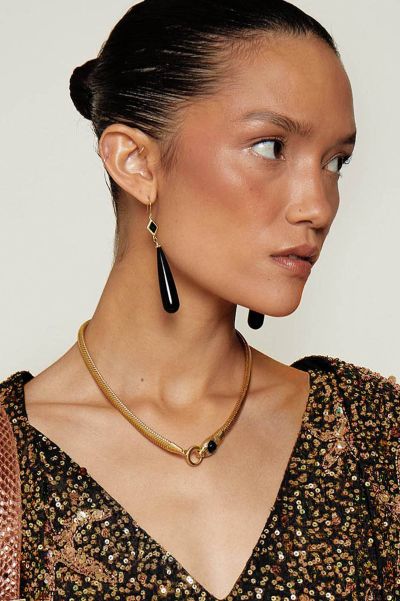 Women Black + Emerald Stone Amiah - Jade Earrings Exclusive Jewellery