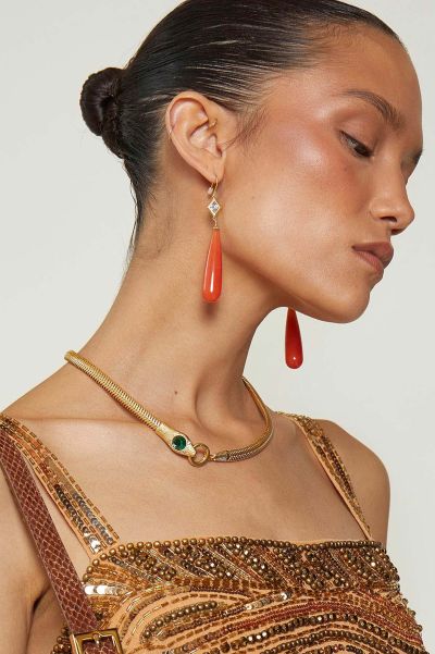 Women Orange Knockdown Jewellery Amiah - Jade Earrings