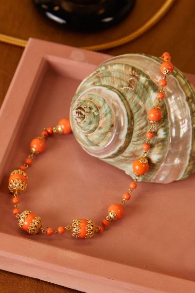 Women Nala - Beaded Necklace Jewellery Pure Orange