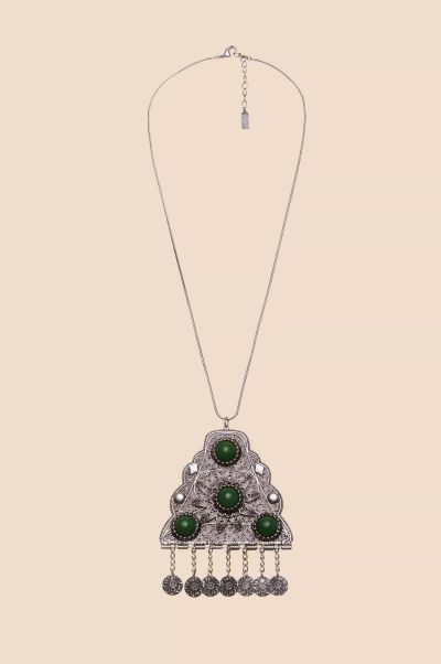 High-Quality Women Jewellery Antique Silver Green Ottie - Pendant Necklace