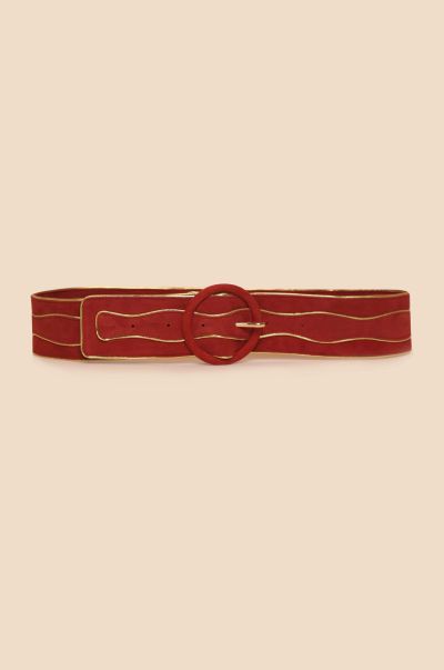 Catalina - Suede Leather Belt Vivid Belts Red Women