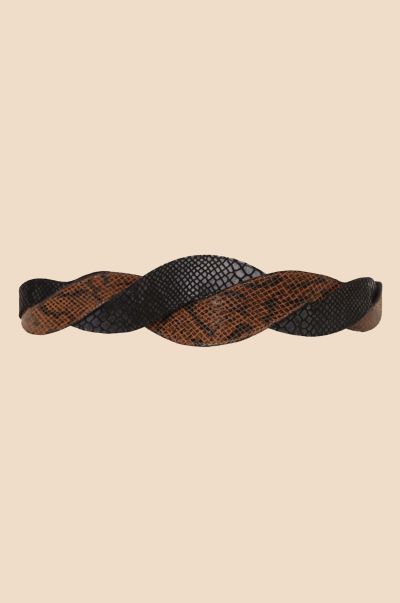 Women Brown And Black Belts Preesha - Twisted-Leather Belt Bargain