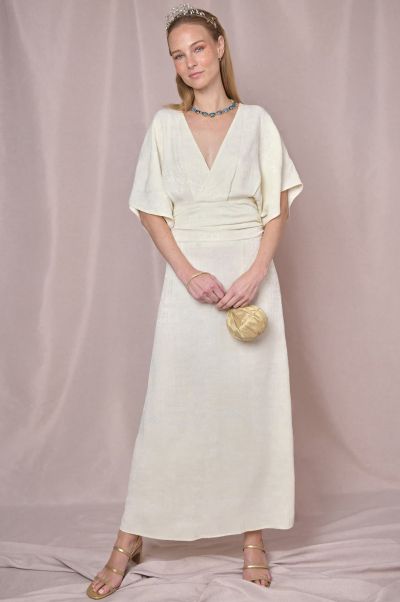 Registry Tested Mary Kate - Kimono Sleeve Dress Town House Jacquard Antique White Women