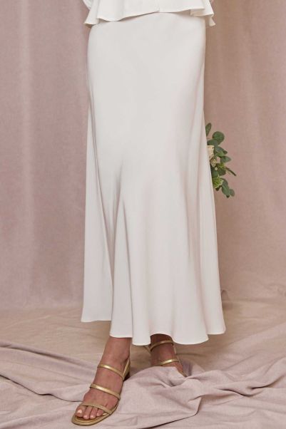Satin Back Silk Crepe Online Women Registry Joan - Silk Midi Skirt