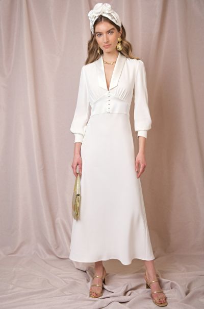 Natural Jodie - Silk V-Neck Dress Women Registry Ivory